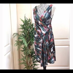 RACHEL Rachel Roy Green Multi Print Ruched Dress